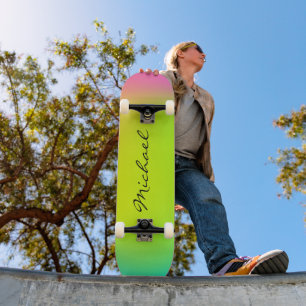 Cool Personalised Neon Ombre Skateboard