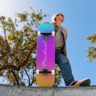 Cool Personalised Neon Ombre Skateboard