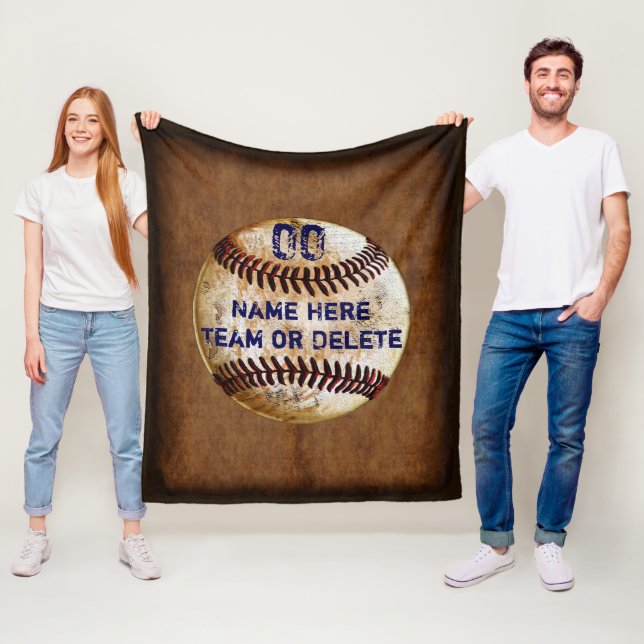 Cool Personalised Rustic Baseball Throw Blanket (In Situ)