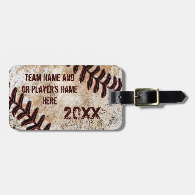 Cool Personalised Vintage Baseball Luggage Tags (Front Horizontal)