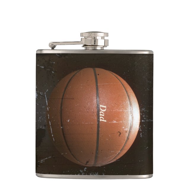 Cool Personalised Vintage Grunge Basketball Flask (Front)