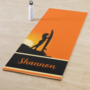 COOL! 🏄 Personalised Woman Surfer Yoga Mat