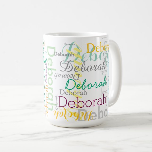 Cool Personalized Name Typography Coffee Mug (Front Right)