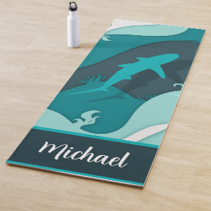 COOL! 🏖️Personalized Shark Beach Yoga Mat