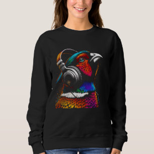 Cool Pheasant Art for Music Lovers Christmas Birth Sweatshirt