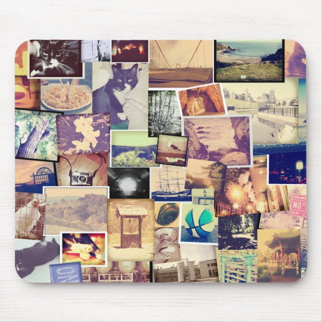 Cool Photo Filter Hipster Collage Mouse Pad (Front)