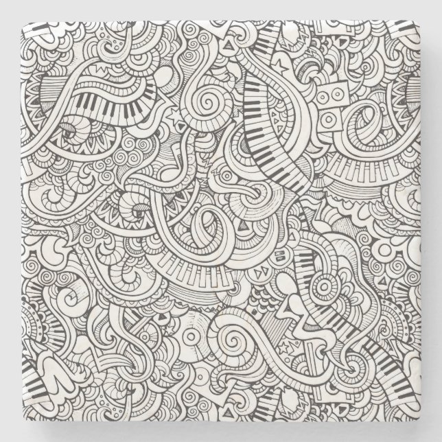 Cool Piano and Keyboard Musical Themed Stone Coaster (Front)