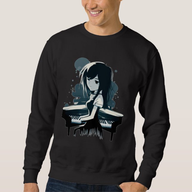 Cool Piano Girl loves to play Sweatshirt (Front)