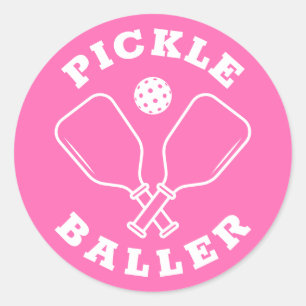 Cool Pickle Baller Hot Pink Classic Round Sticker