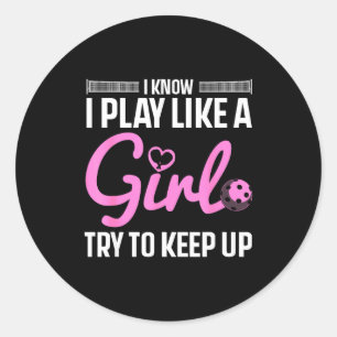 Cool pickleball art for women girls player classic round sticker