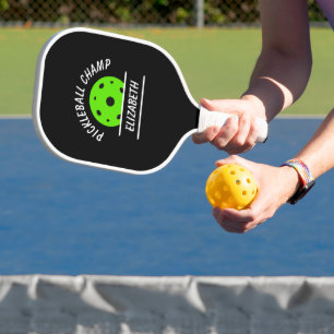Cool Pickleball Champ Name Ball Black Green Sports Paddle