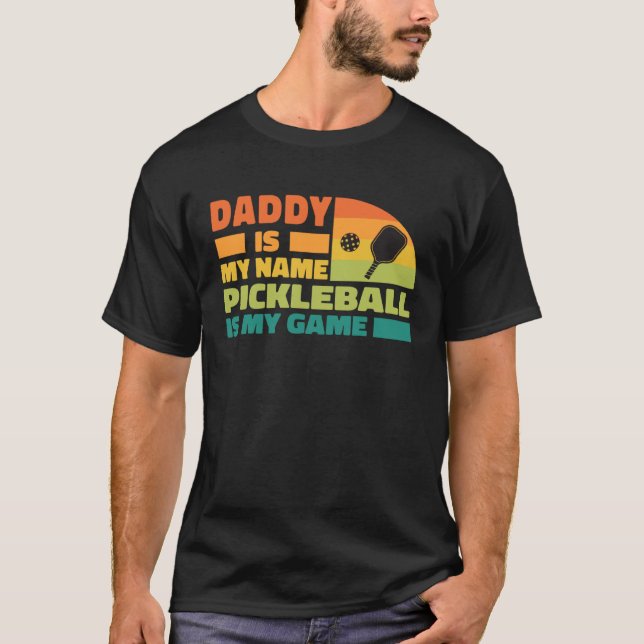 Cool Pickleball Dad Paddle  Retro Sunset Paddlebal T-Shirt (Front)