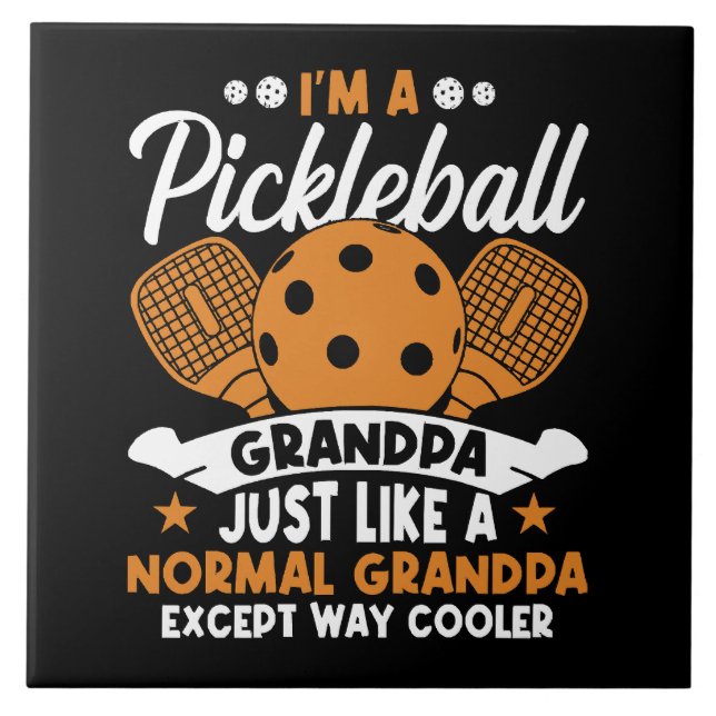 Cool Pickleball Grandpa Player Ceramic Tile (Front)