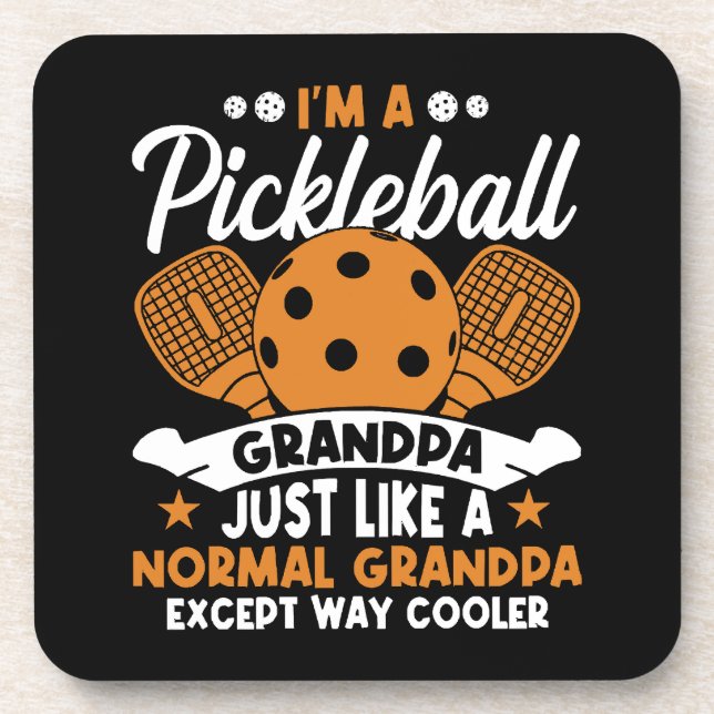 Cool Pickleball Grandpa Player Coaster (Front)