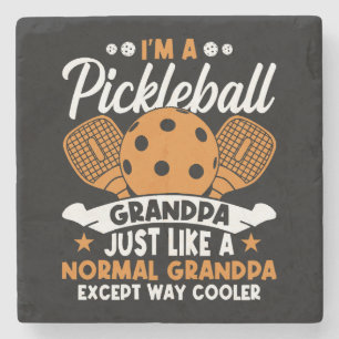 Cool Pickleball Grandpa Player Stone Coaster