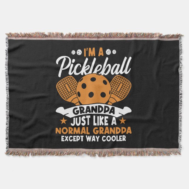 Cool Pickleball Grandpa Player Throw Blanket (Front)