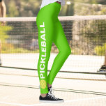 Cool Pickleball Leggings Yellow Ball Custom Text<br><div class="desc">The perfect leggings for pickleball enthusiasts. High quality leggings with the word PICKLEBALL and a yellow pickleball on each side. Fun for casual social play or tournament match play - easily change the background colour to match your club/team's colours. Just click on customise and scroll down to the colour picker....</div>