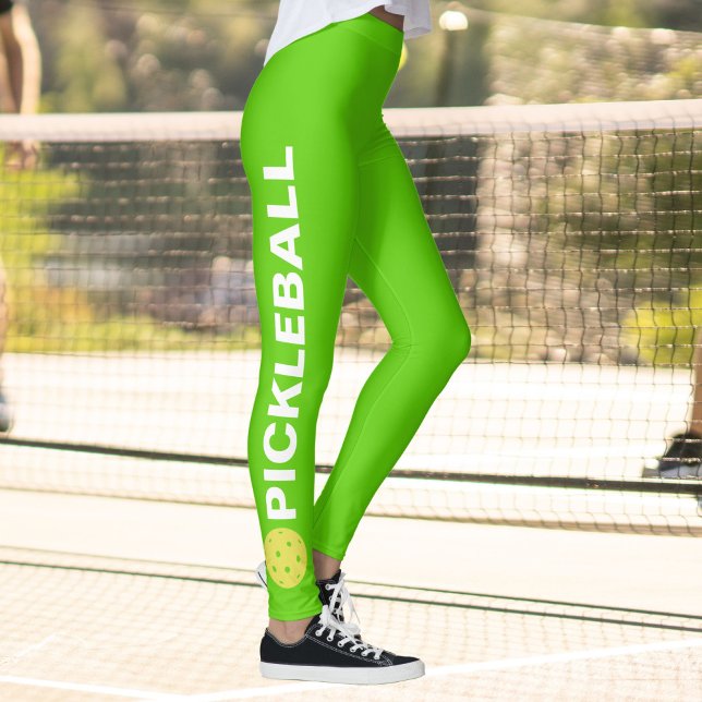 Cool Pickleball Leggings Yellow Ball Custom Text (Creator Uploaded)