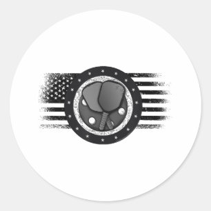 Cool Pickleball Sport USA Grunge Flag - Pickleball Classic Round Sticker