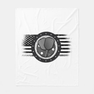 Cool Pickleball Sport USA Grunge Flag - Pickleball Fleece Blanket