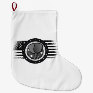Cool Pickleball Sport USA Grunge Flag - Pickleball Large Christmas Stocking