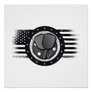 Cool Pickleball Sport USA Grunge Flag - Pickleball Poster