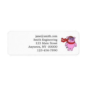 Cool Pig Aviator cartoon choose background color Return Address Label
