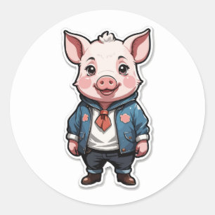 Cool Piglet Design - A Cute and Quirky Companion Classic Round Sticker