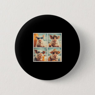 Cool Pigs With Sungles Farm Animal Vacation Beach 6 Cm Round Badge