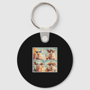 Cool Pigs With Sungles Farm Animal Vacation Beach Key Ring