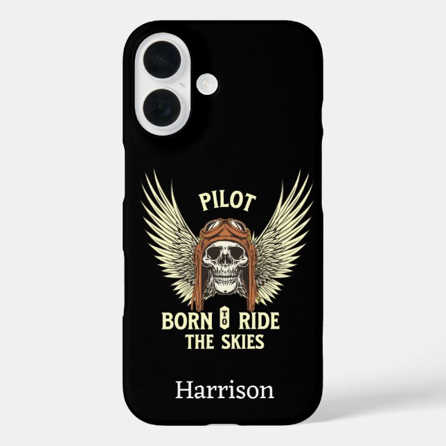 Cool Pilot Flying,Skull & Wings, Aviation Case-Mate iPhone Case (Back)