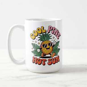 Cool Pine Hot Sun Retro Pineapple Summer Vibes Coffee Mug