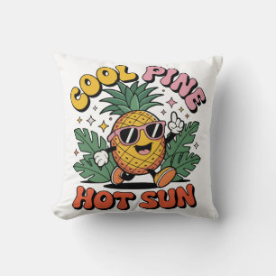 Cool Pine Hot Sun Retro Pineapple Summer Vibes Cushion