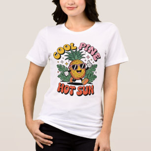 Cool Pine Hot Sun Retro Pineapple Summer Vibes Tri-Blend Shirt