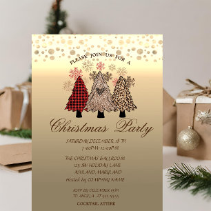 Cool Pine Trees Dots Corporate Christmas Party Invitation