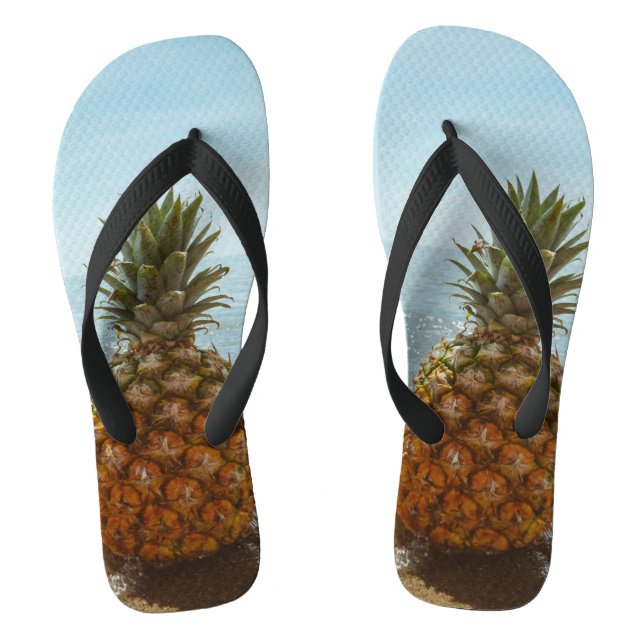 Cool Pineapple by the Ocean Picture Thongs (Footbed)