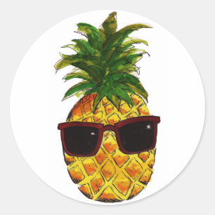 Cool pineapple classic round sticker