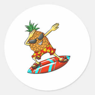 Cool Pineapple Surfing  Funny Fruit Surfer Fan Classic Round Sticker