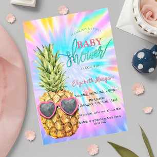 Cool Pineapple Tie Dye Baby Shower Invitation