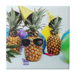 Cool Pineapple with Sunglasses Ceramic Tile