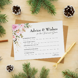 Cool Pink Advice & Wishes for Bride and Groom Card