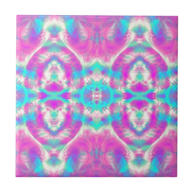 COOL Pink and Blue Pattern Tile (Front)