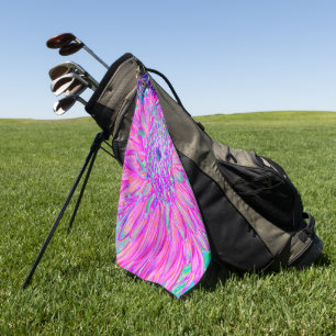 Cool Pink Blue and Purple Artsy Dahlia Bloom Golf Towel