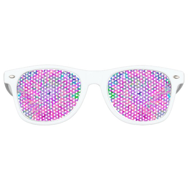 Cool Pink Blue and Purple Artsy Dahlia Bloom Retro Sunglasses (Front)