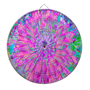 Cool Pink, Blue and Purple Cactus Dahlia Explosion Dartboard