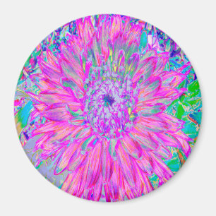 Cool Pink, Blue and Purple Cactus Dahlia Explosion Magnet