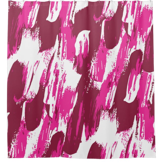 Cool pink brush stroke modern seamless pattern shower curtain (Front)