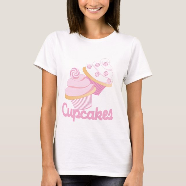 Cool Pink Candy Cupcakes T-Shirt (Front)