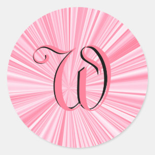 Cool Pink Colour Burst Monogram Initial Custom Classic Round Sticker