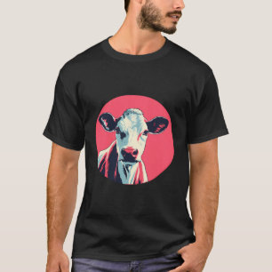 Cool Pink Cow Retro Farm Animal For Cow Lovers Fun T-Shirt